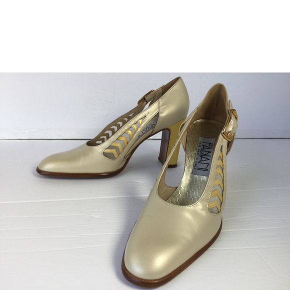 Handmade Fabiani Cream Pumps 3 Metallic Pearl Character US 5.5 - Picture 4 of 10